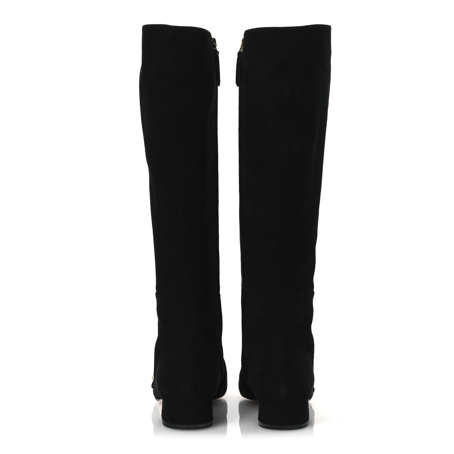 Gucci Kid Scamosciato GG Marmont Fringe Knee High Boots 39.5 Black 6 of 13