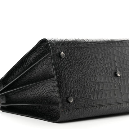 Saint Laurent Calfskin Crocodile Embossed Large Sac De Jour Carryall Black 9 of 26