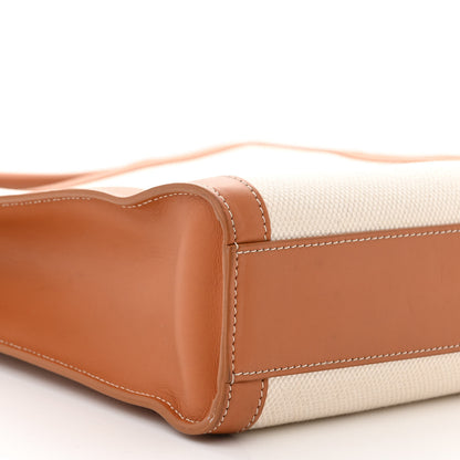 Celine Canvas Calfskin Logo Print Small Vertical Cabas Natural Tan 9 of 15