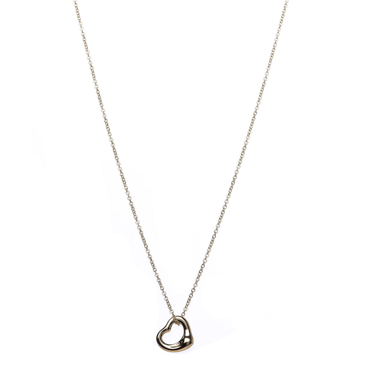18K Yellow Gold 11mm Elsa Peretti Open Heart Pendant Necklace