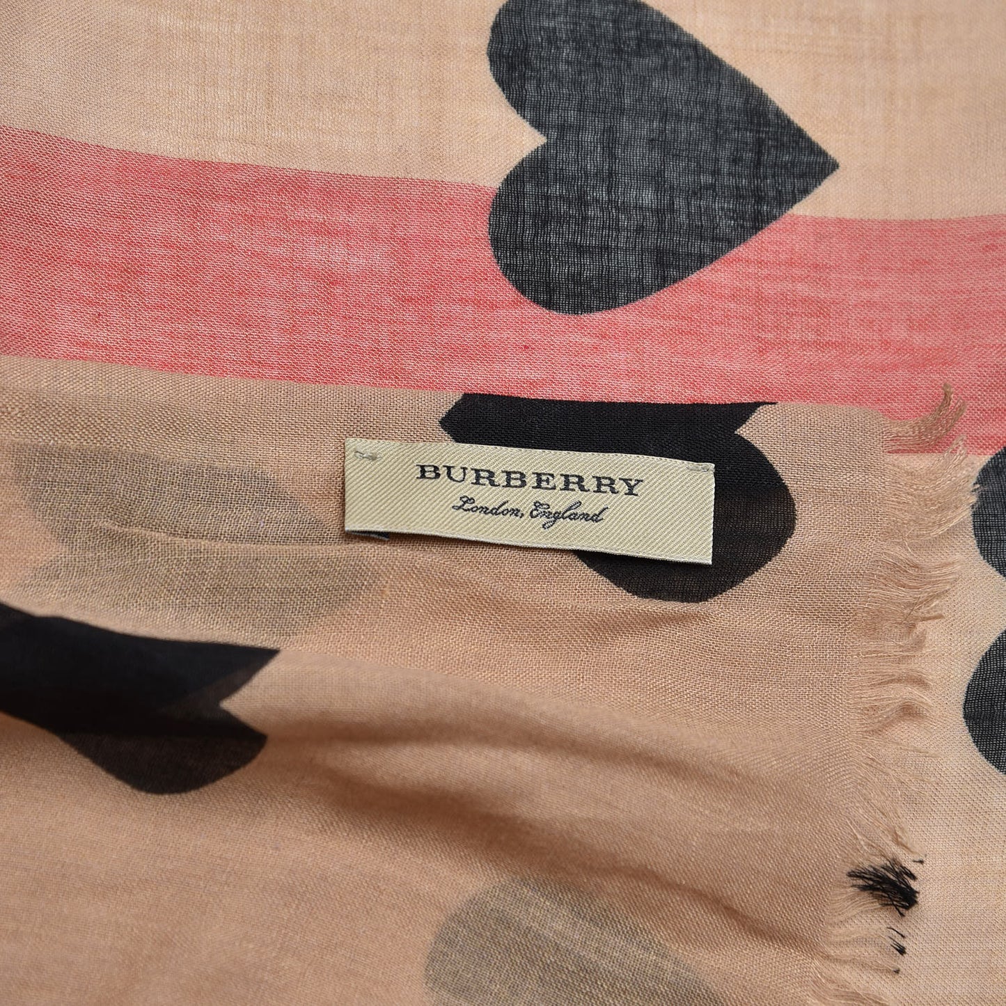 Modal Cashmere Silk Check Heart Print Lightweight Scarf