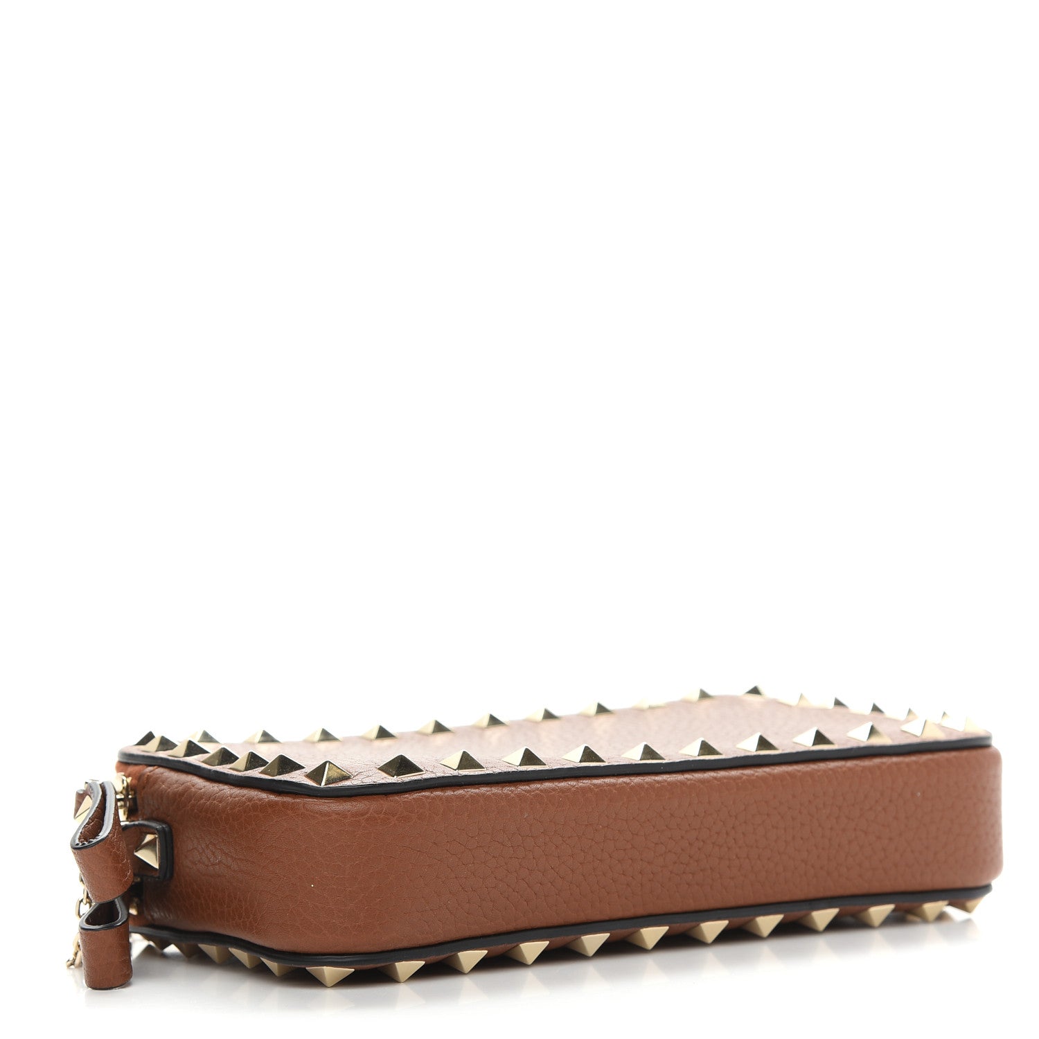 Valentino Garavani Pebbled Calfskin Rockstud Chain Pouch Shoulder Bag Bright Cognac 4 of 9