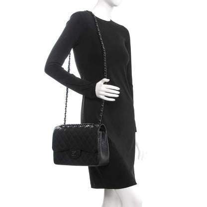 Chanel Crumpled Calfskin Quilted Jumbo Double Flap So Black 2 of 10