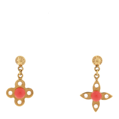 Louis Vuitton Enamel Hide and Seek Earrings Set of 2 Gold Pink 1 of 3