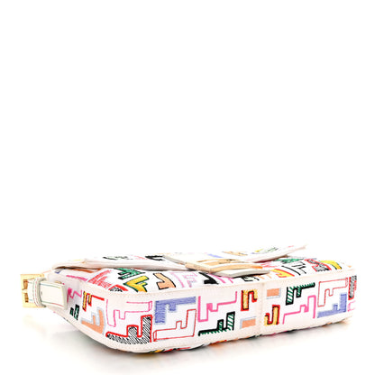 Fendi Nylon FF Multicolor Embroidered Baguette Multicolor White 4 of 11
