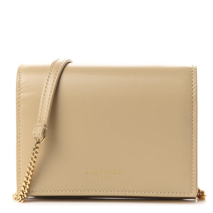 Saint Laurent Calfskin Monogram Chain Card Case Ivory Natural 1 of 11
