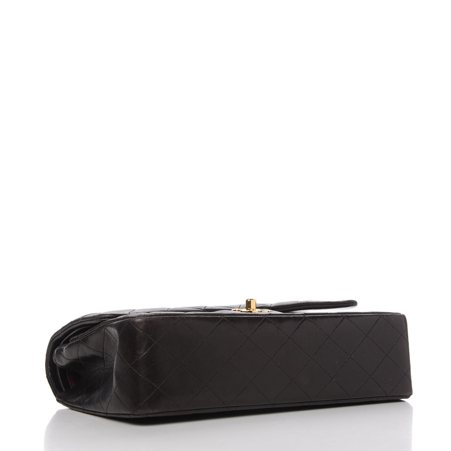 Lambskin Quilted Medium Double Flap Black