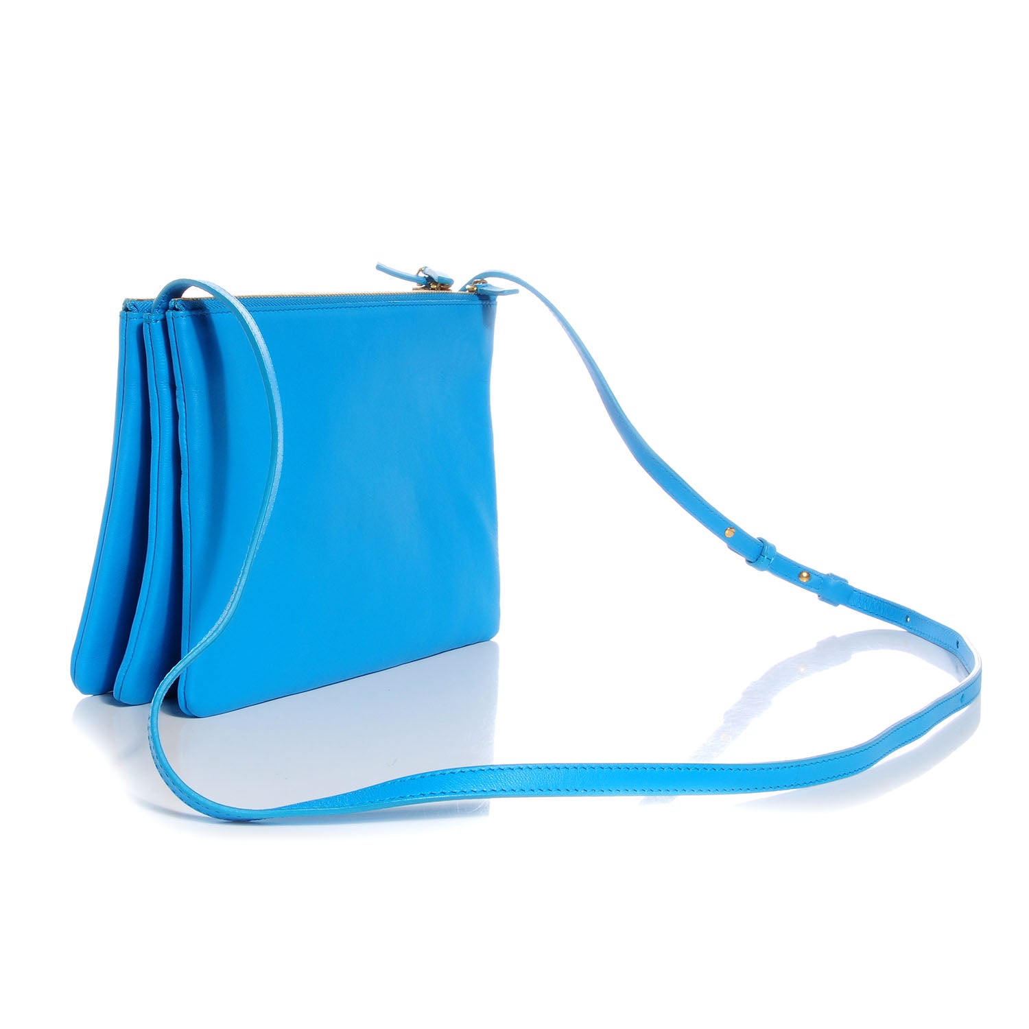 Celine Lambskin Large Trio Crossbody Bag Turquoise 3 of 7