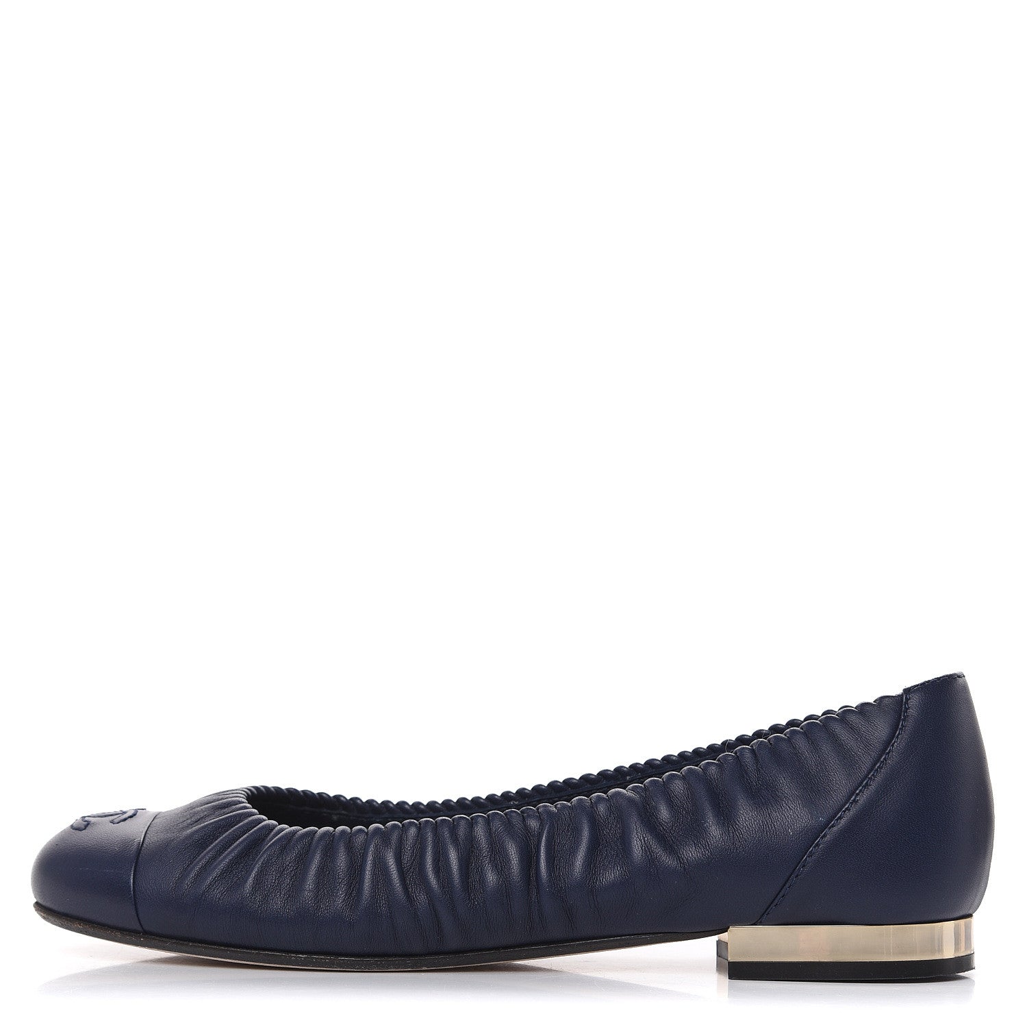 Chanel Lambskin CC Cap Toe Ballerina Flats 36 Navy Blue 1 of 11