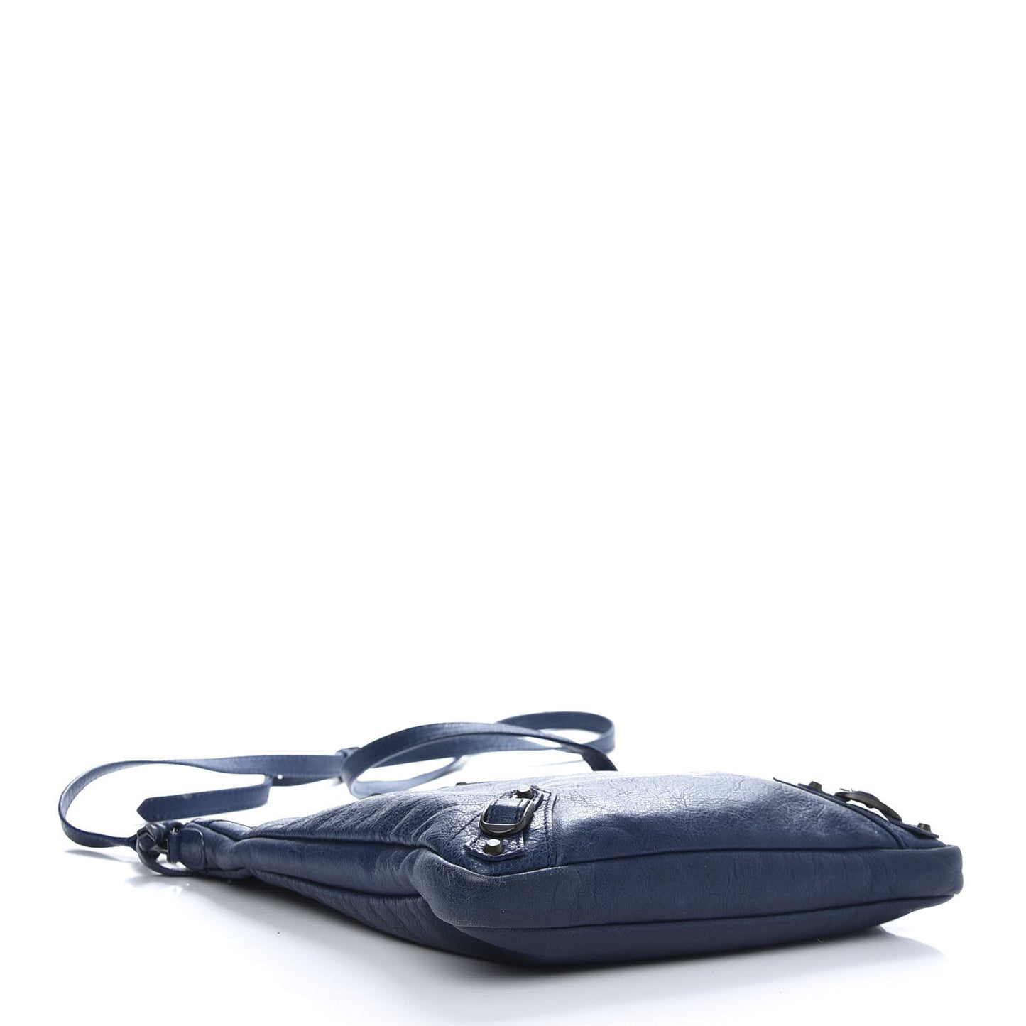 Agneau Classic Hardware Flat Crossbody Bleu Mineral