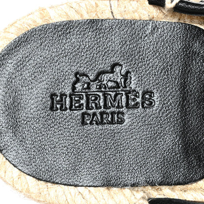 Hermes Goatskin Feria Espadrille 37 Black 8 of 9