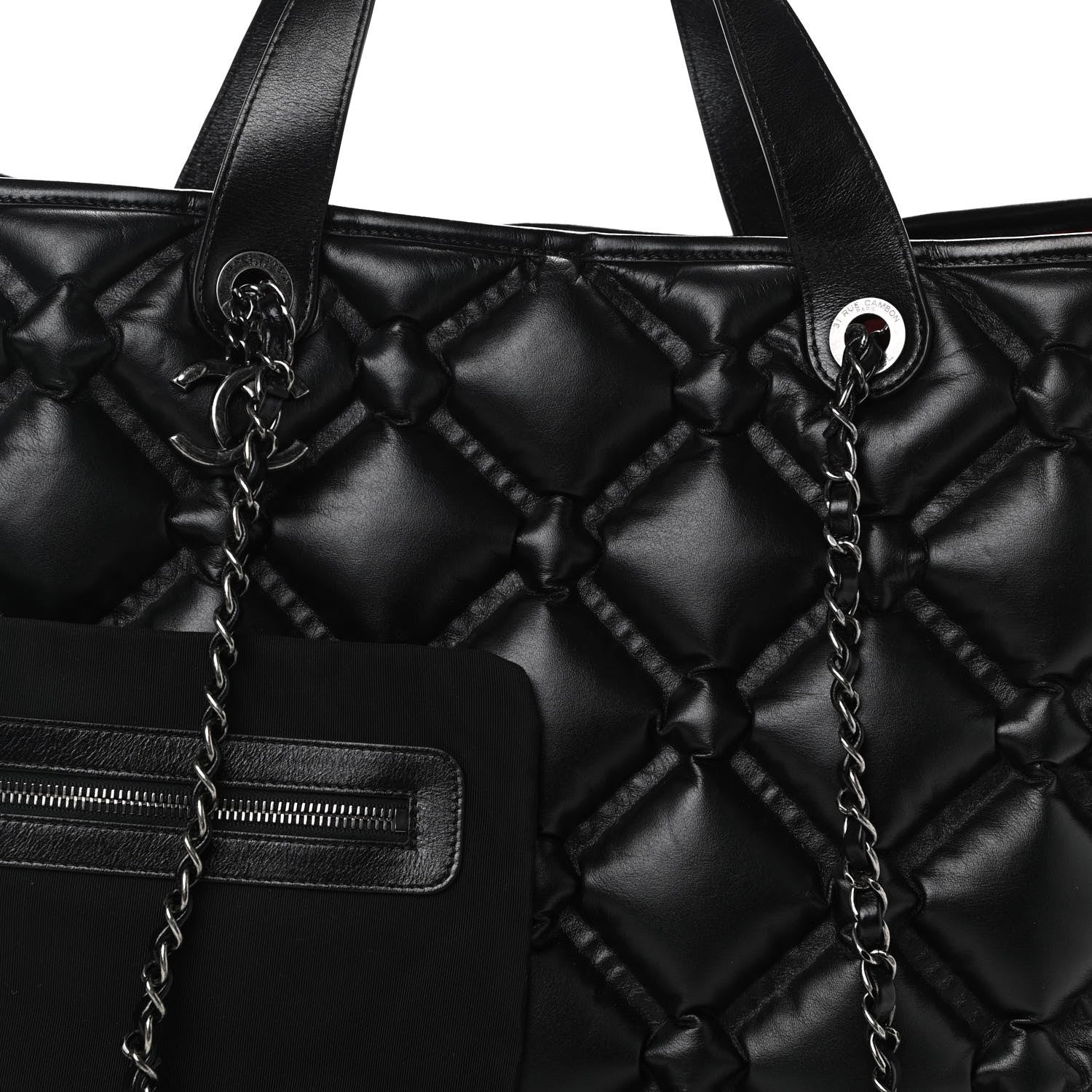 Chanel Calfskin Quilted Large Chesterfield Tote Black 10 of 10