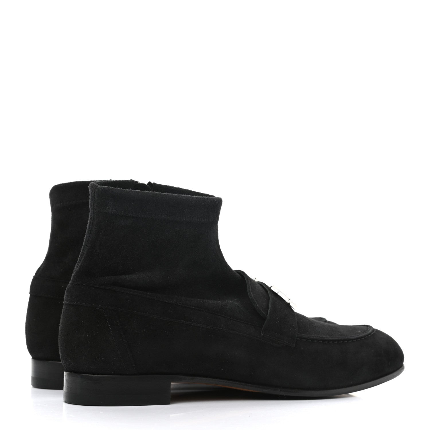 Hermes Stretch Velvet Goatskin Saint Honore Ankle Boots 37 Black 4 of 9