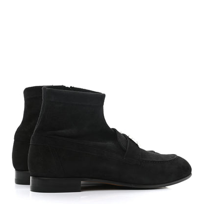 Hermes Stretch Velvet Goatskin Saint Honore Ankle Boots 37 Black 4 of 9