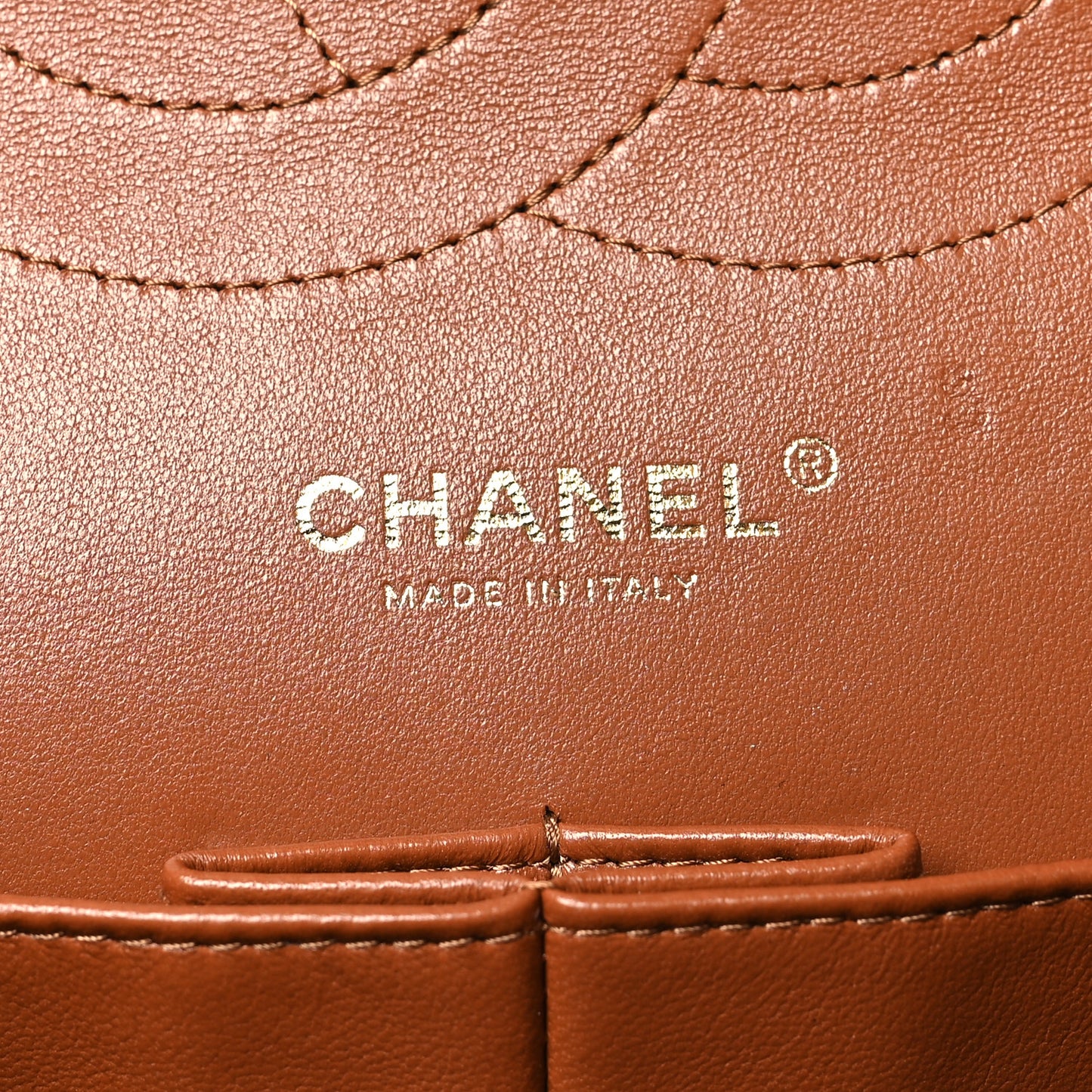 Lambskin Quilted Jumbo Double Flap Brown