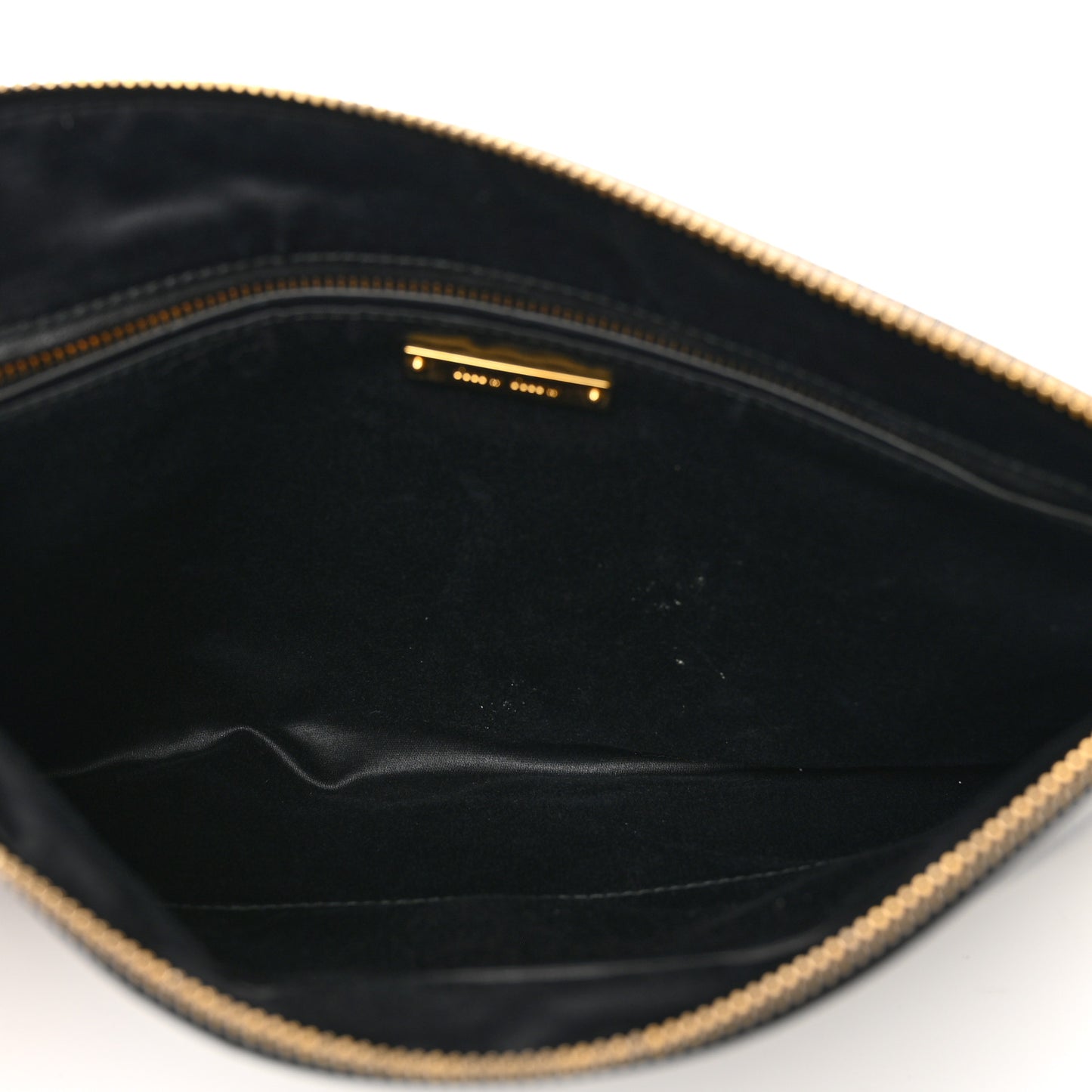 Soft Calf Studded Zip Pouch Black