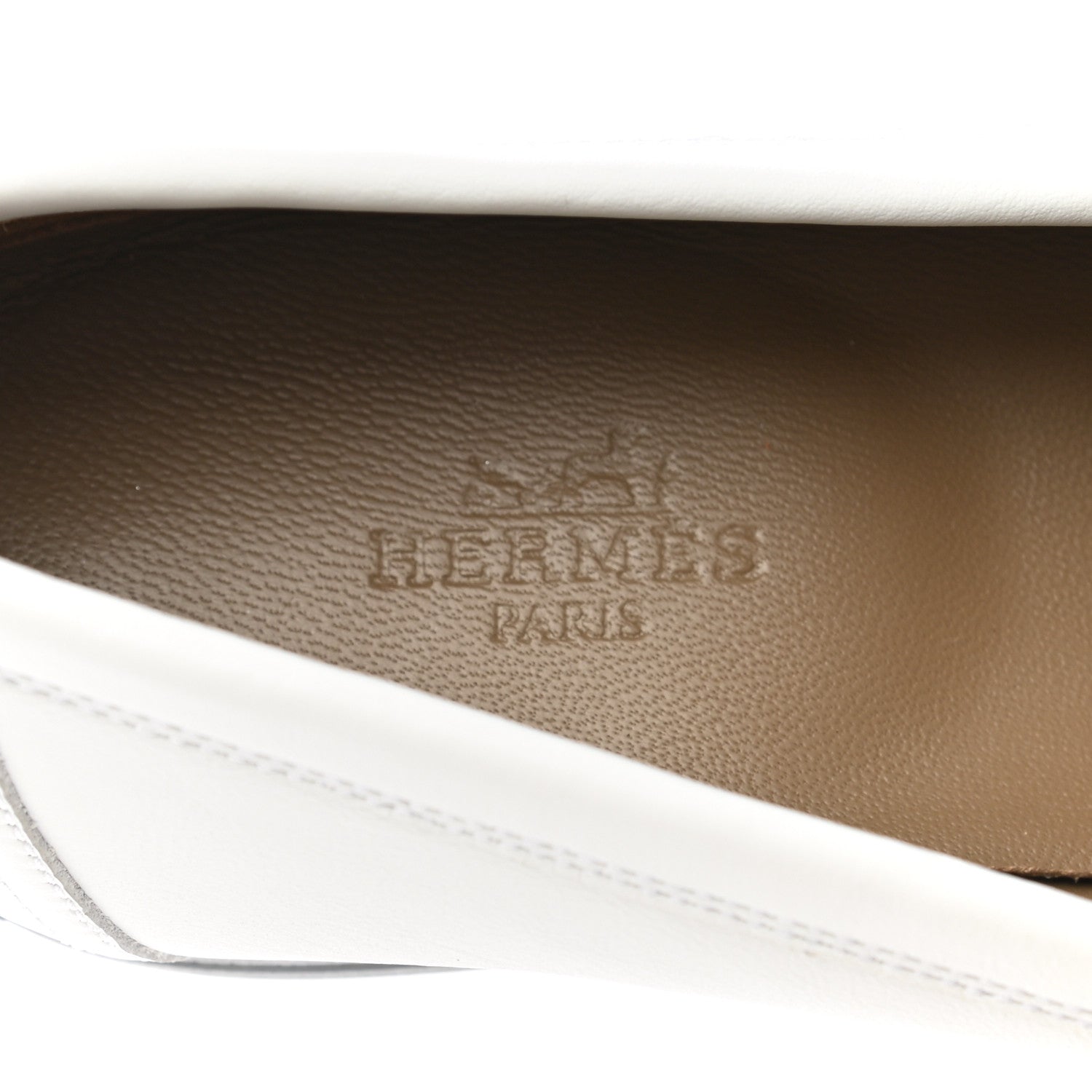Hermes Calfskin Womens Royal Loafers 38 White 7 of 9