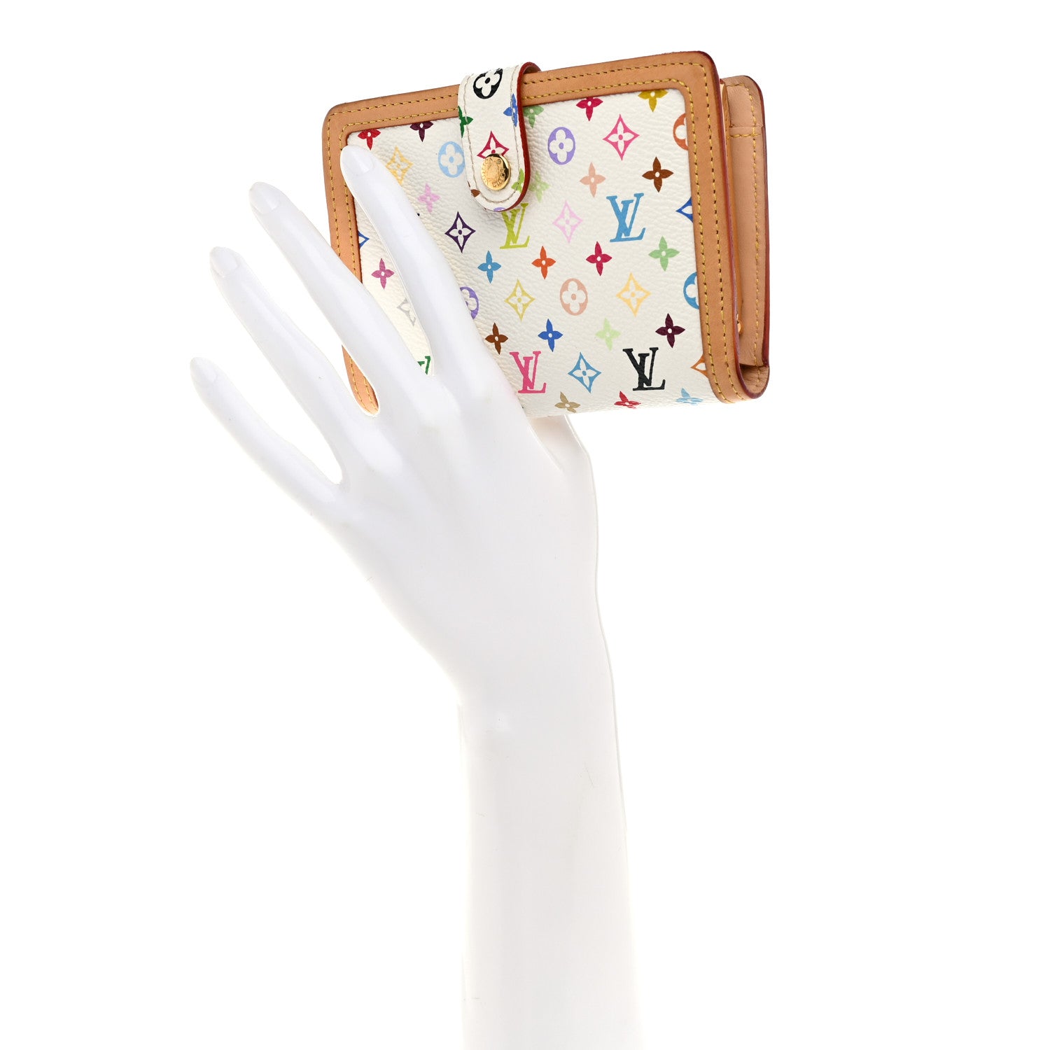 Louis Vuitton Monogram Multicolor French Purse Wallet White 2 of 8