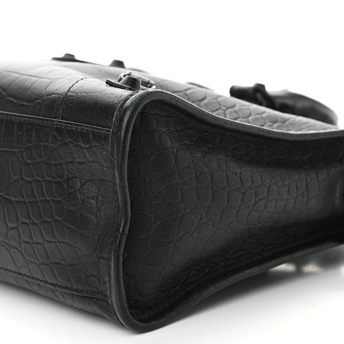 Matte Supple Lambskin Crocodile Embossed Classic Black Hardware S City Black