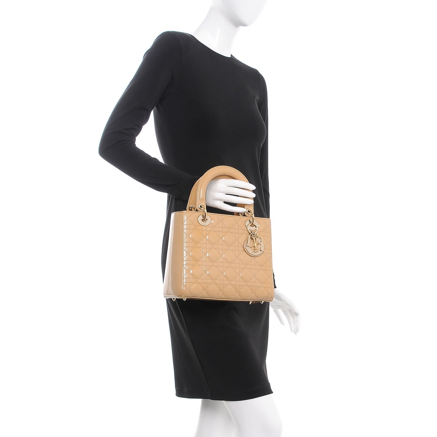 Christian Dior Patent Cannage Medium Lady Dior Beige 3 of 10