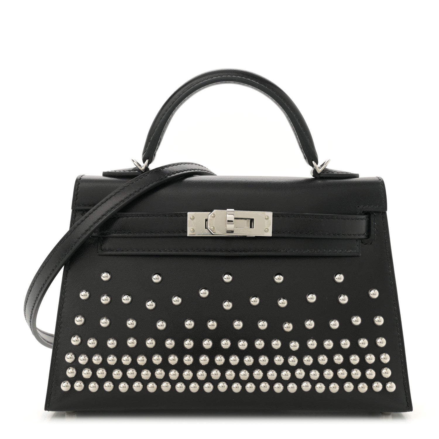 Hermes Box Studded Clouté Mini Kelly Sellier 20 Black 1 of 11