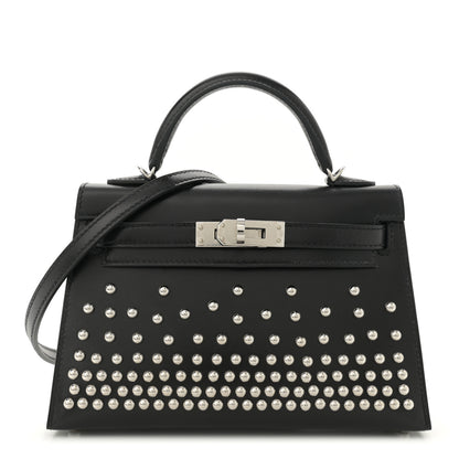 Hermes Box Studded Clouté Mini Kelly Sellier 20 Black 1 of 11