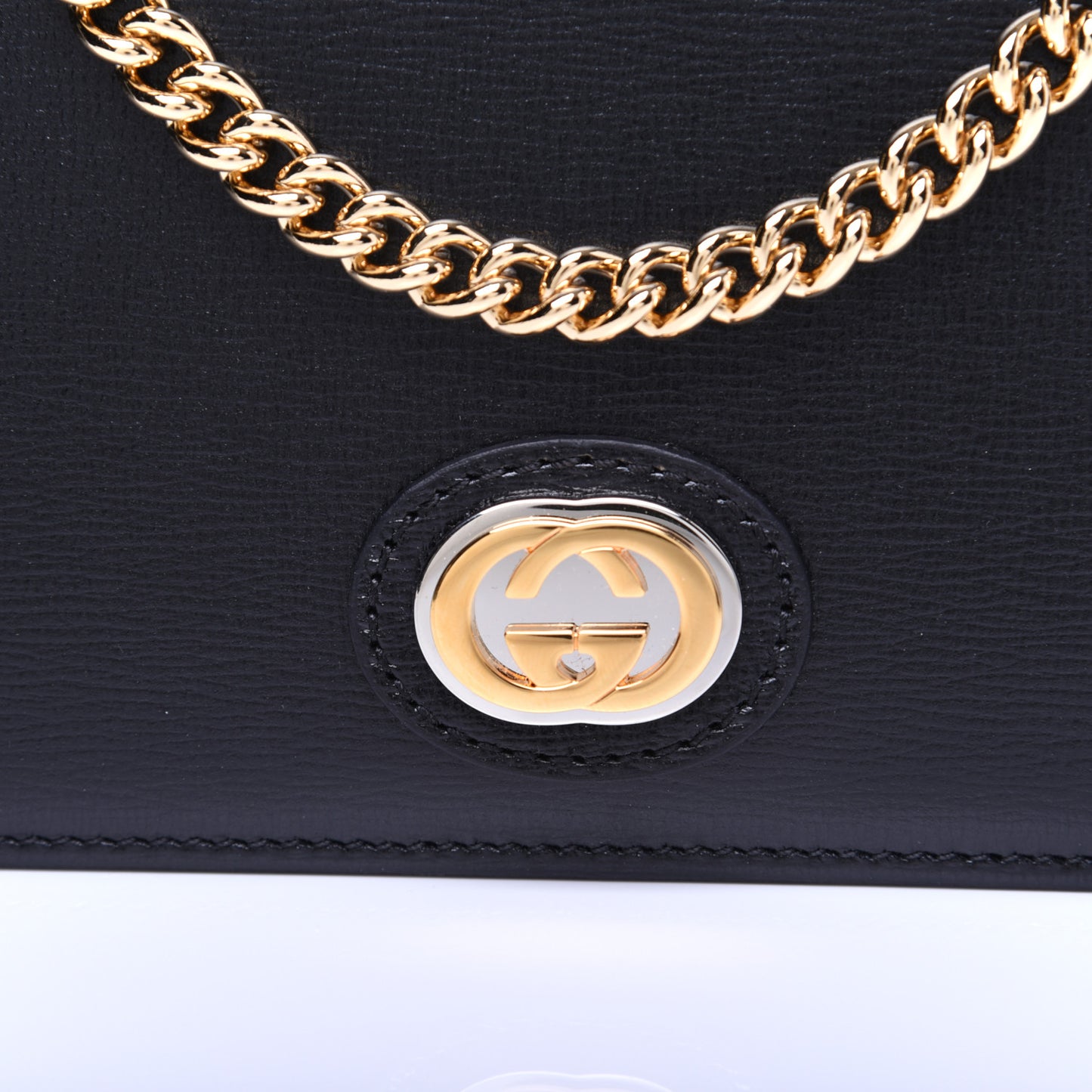 Azalea Calfskin Marina Chain Wallet Black