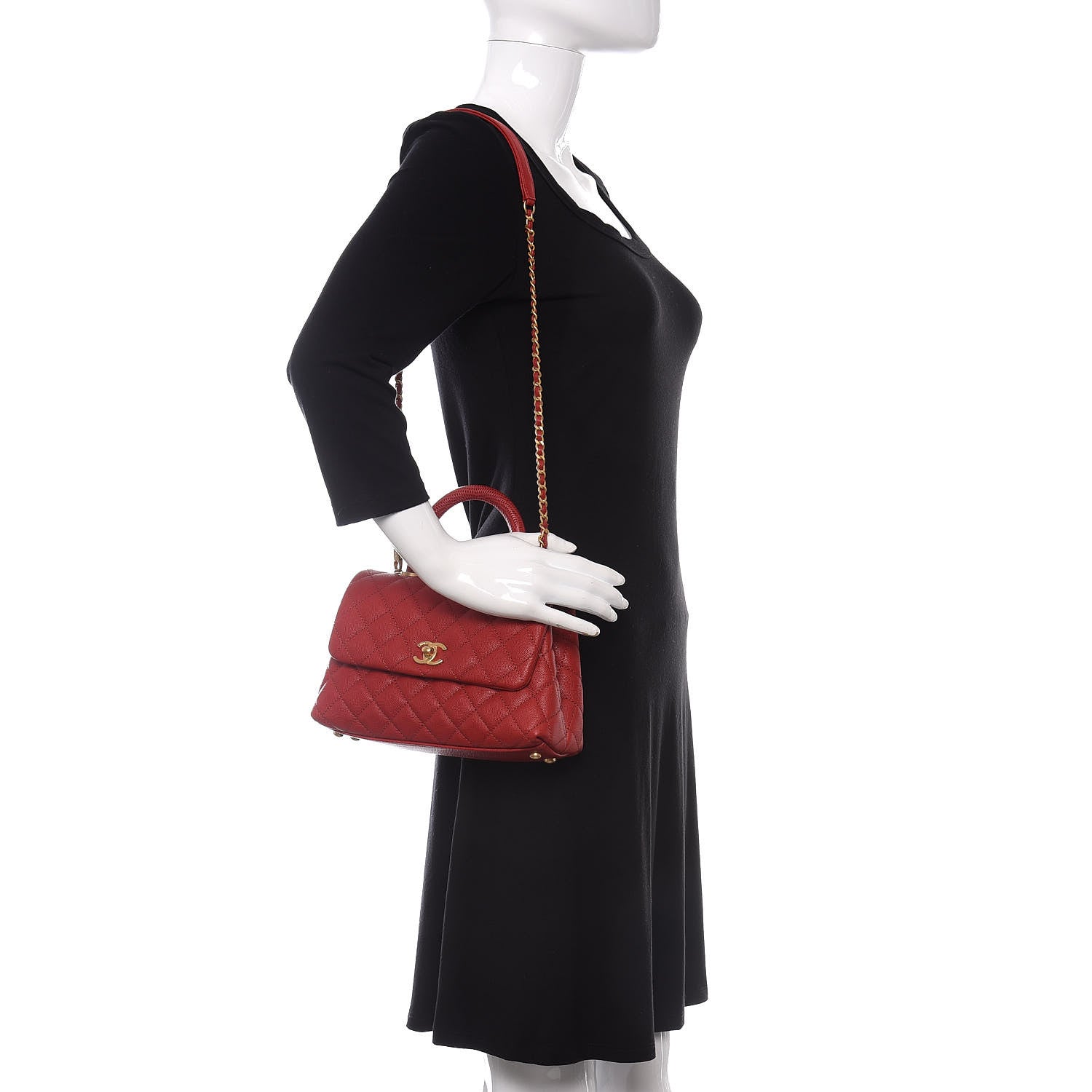 Chanel Caviar Quilted Mini Coco Handle Flap Dark Red 2 of 11