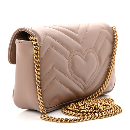 Gucci Calfskin Matelasse Super Mini GG Marmont Shoulder Bag Porcelain Rose 3 of 10