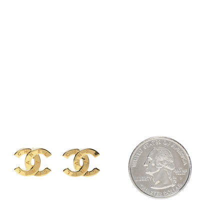 Chanel Metal CC Paris Button Stud Earrings Gold 2 of 5