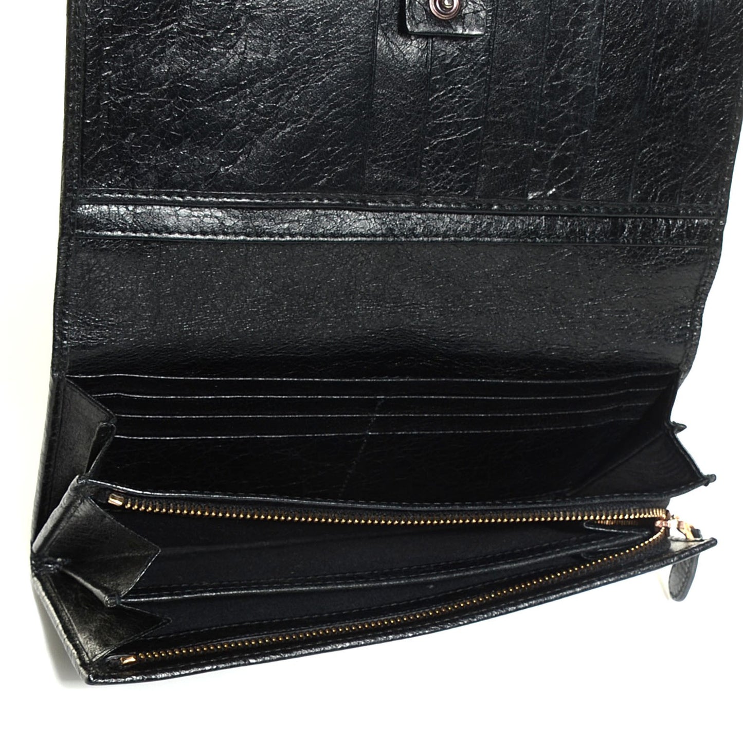 Agneau Giant 12 Rose Gold Hardware Money Wallet Black