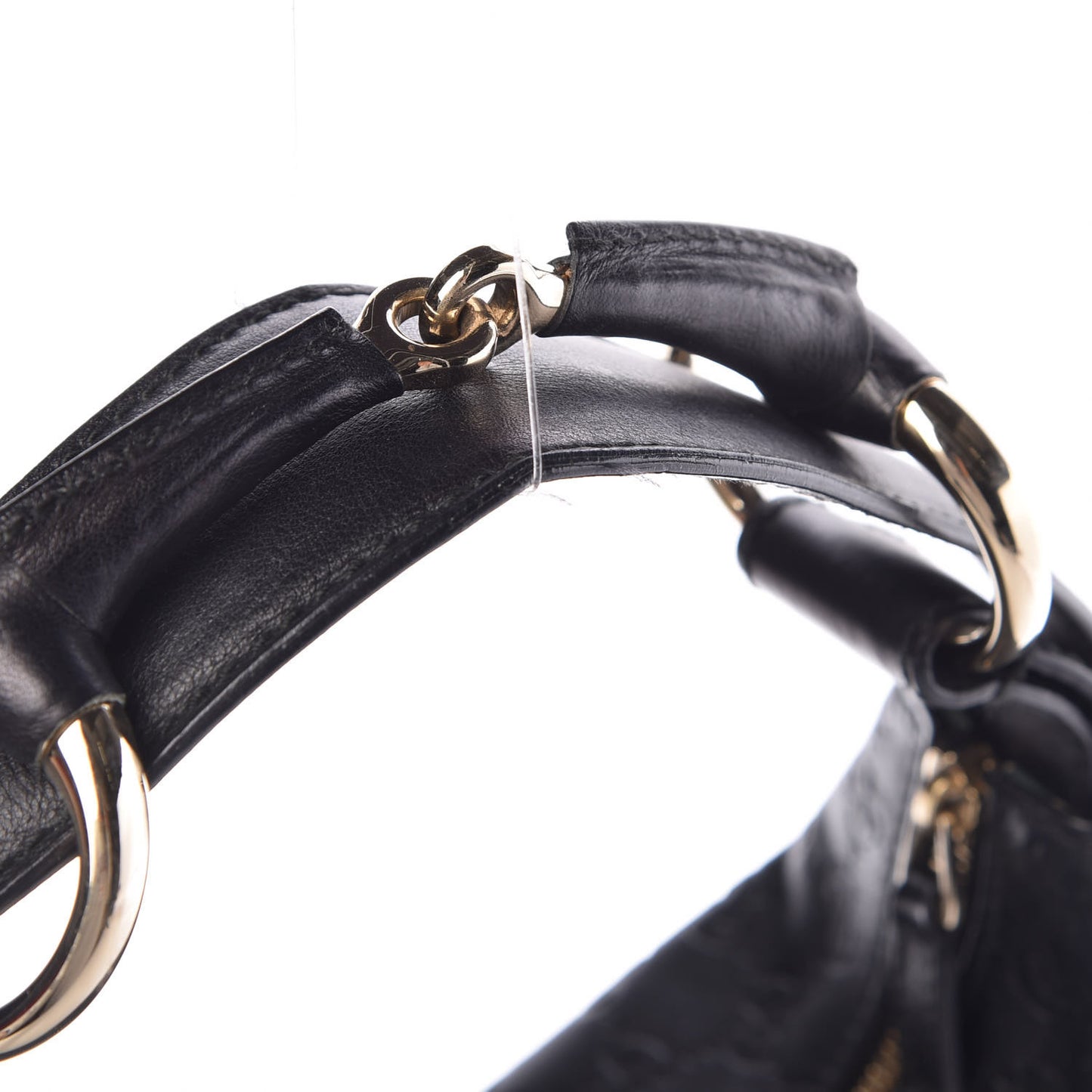 Guccissima Medium Horsebit Chain Hobo Black