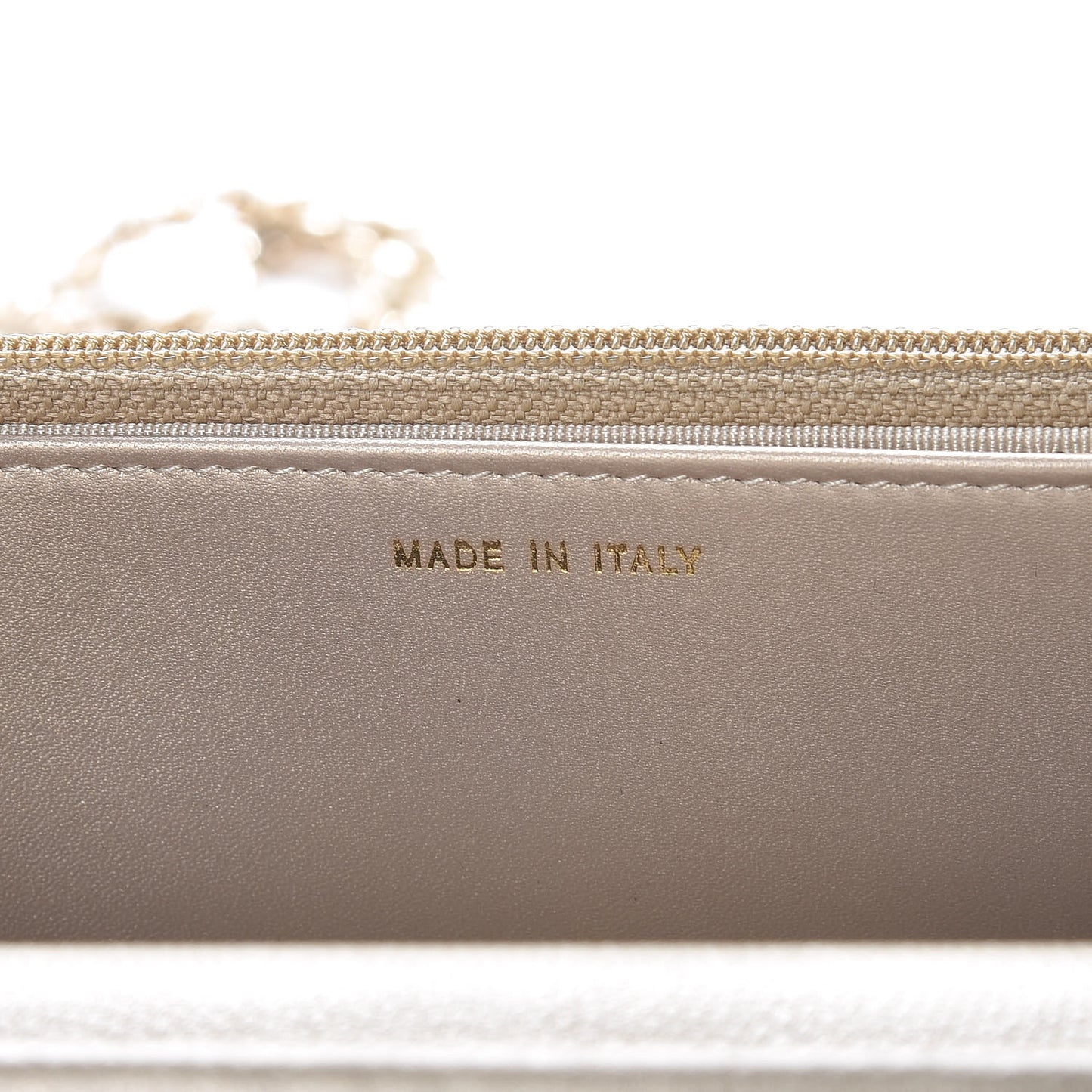 Pearly Caviar Quilted Wallet On Chain WOC Light Gold