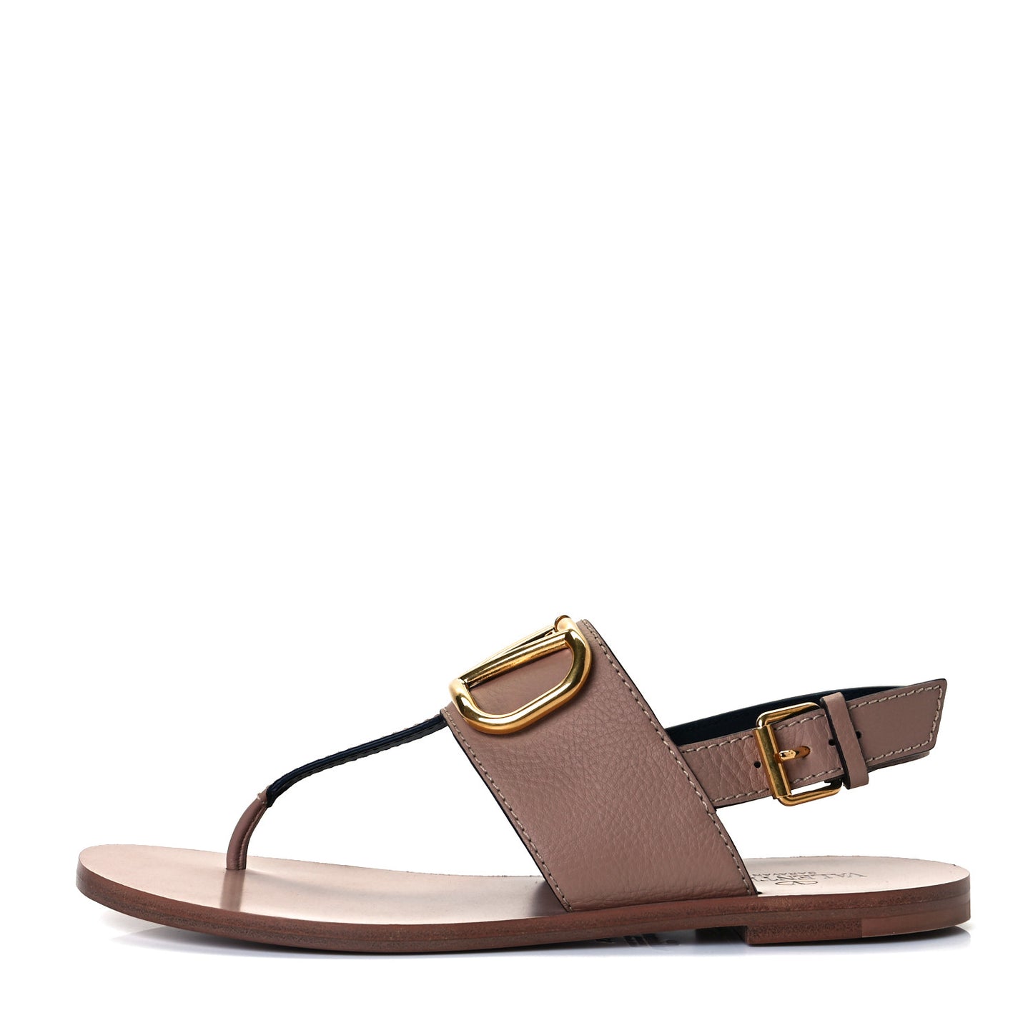 Grainy Cowhide Vlogo Slingback Flat Thong Sandals 37.5 Rose Cannelle