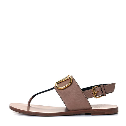 Valentino Garavani Grainy Cowhide Vlogo Slingback Flat Thong Sandals 37.5 Rose Cannelle 1 of 10