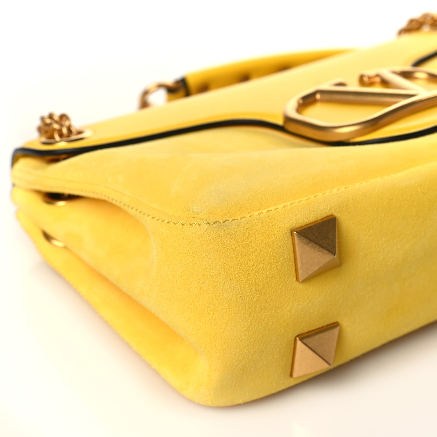 Valentino Garavani Nappa Stud Sign Shoulder Bag Bright Lemon 7 of 8
