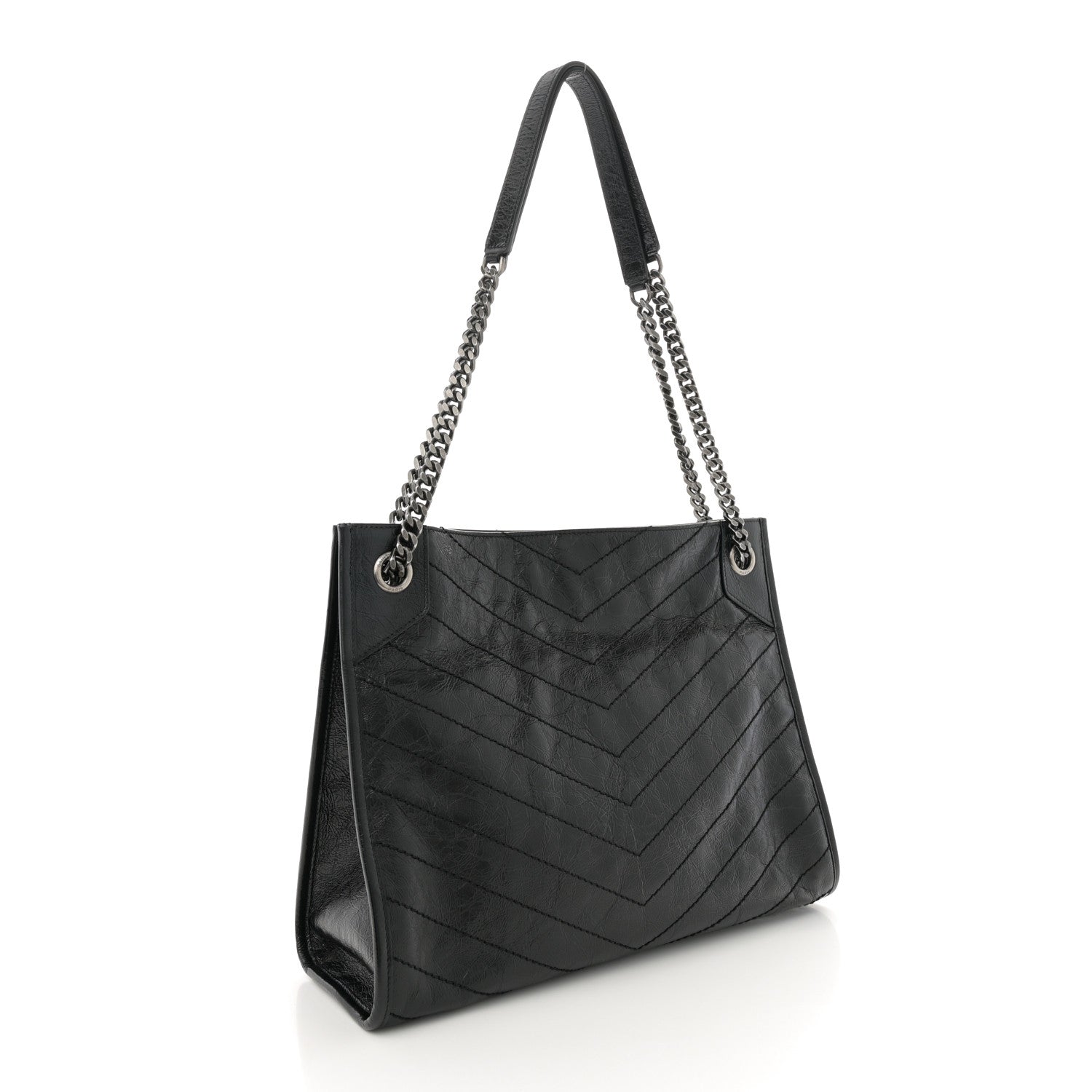 Saint Laurent Crinkled Calfskin Matelasse Monogram Medium Niki Shopper Tote Black 3 of 10