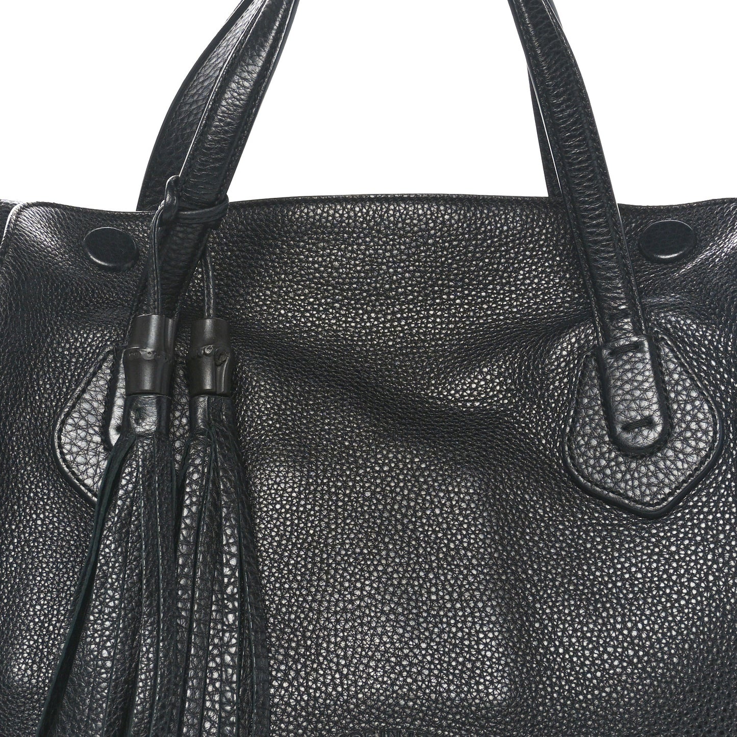 Pebbled Calfskin Lady Tassel Top Handle Bag Black