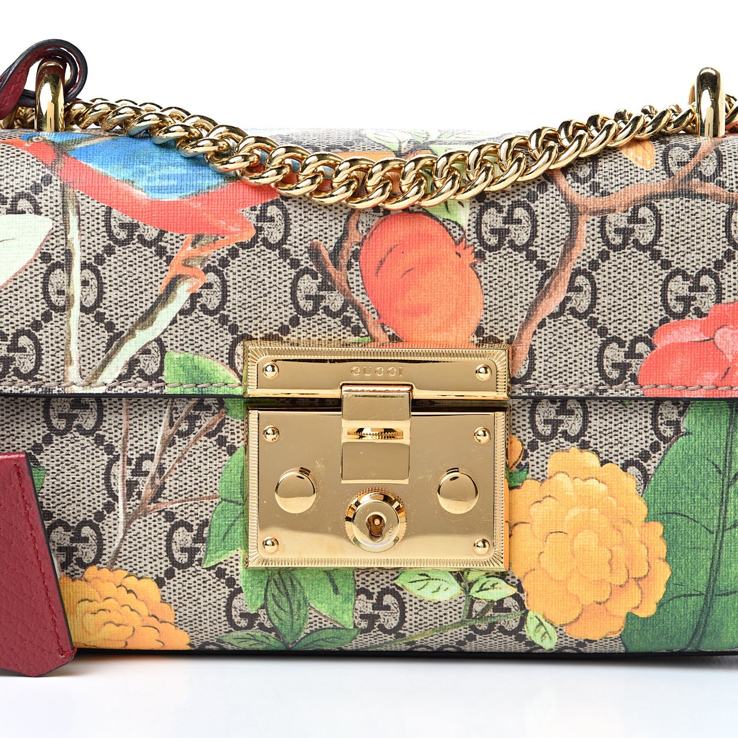 GG Supreme Monogram Tian Small Padlock Shoulder Bag Beige Multicolor New Acero