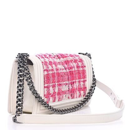 Chanel Patent Tweed Medium Boy Flap White 3 of 16