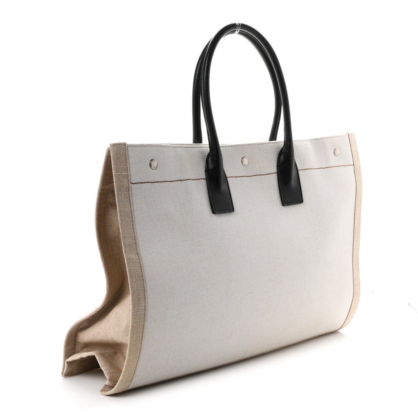 Linen Calfskin Rive Gauche Tote Optic White