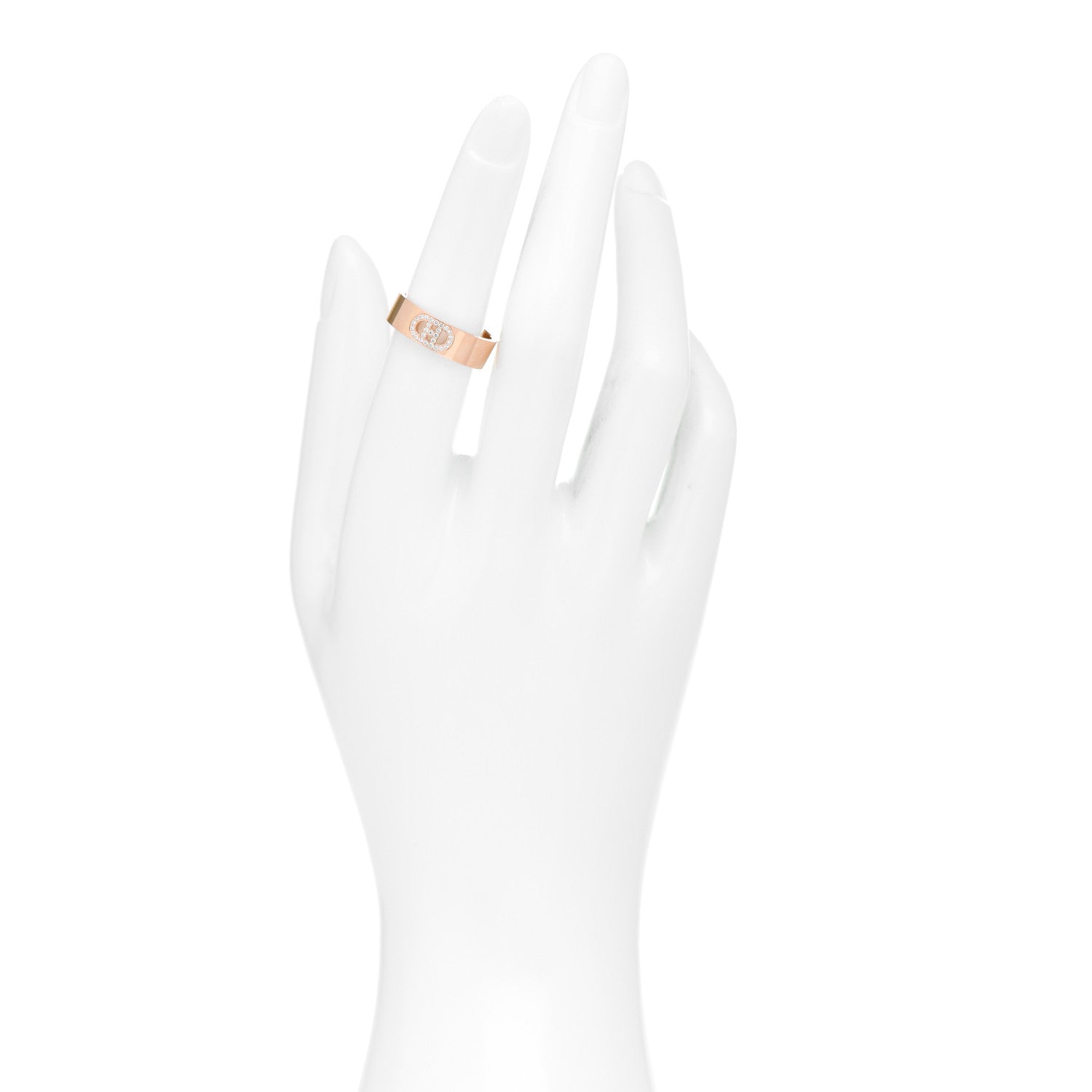 Hermes 18K Rose Gold Diamond PM H D'Ancre Ring 53 6.25 2 of 5