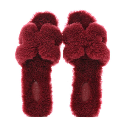 Hermes Woolskin Oran Sandals 39.5 Rouge H 2 of 9