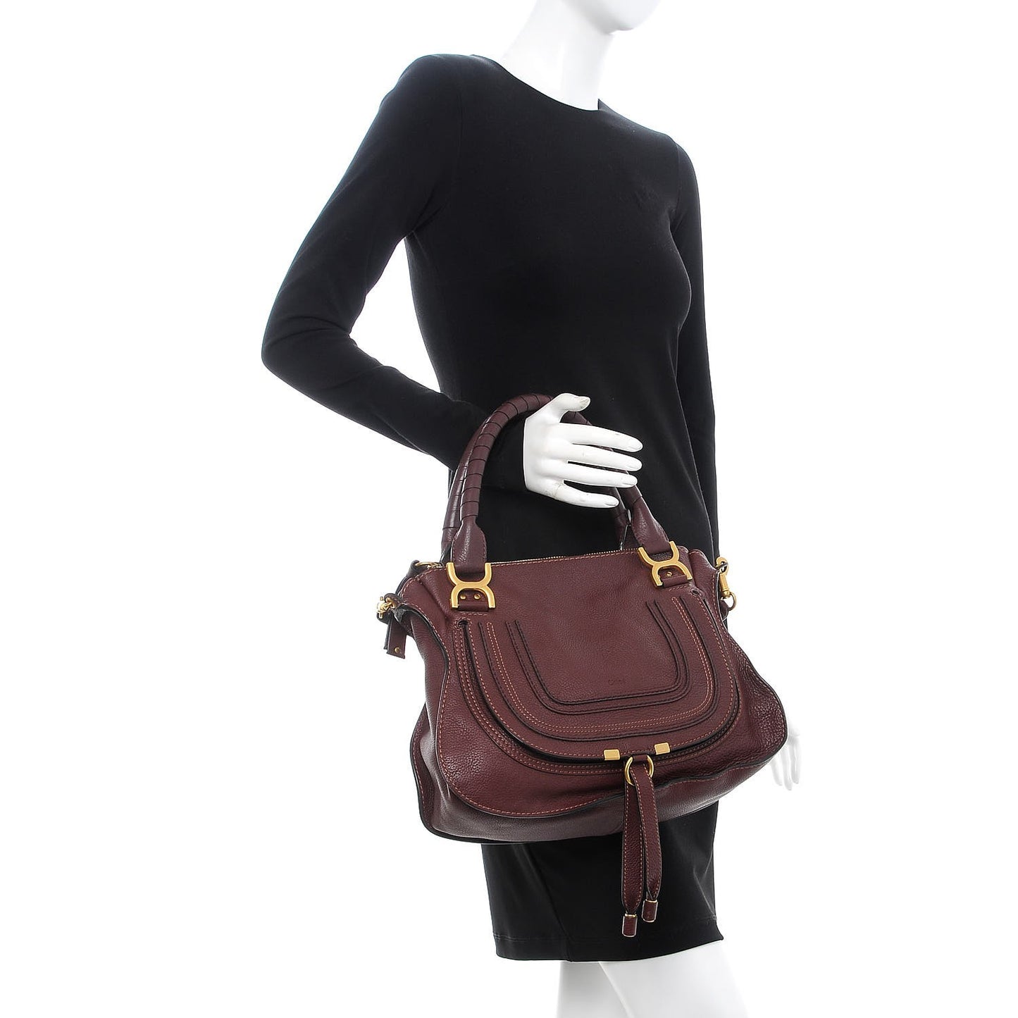 Calfskin Medium Marcie Satchel Wine Purple