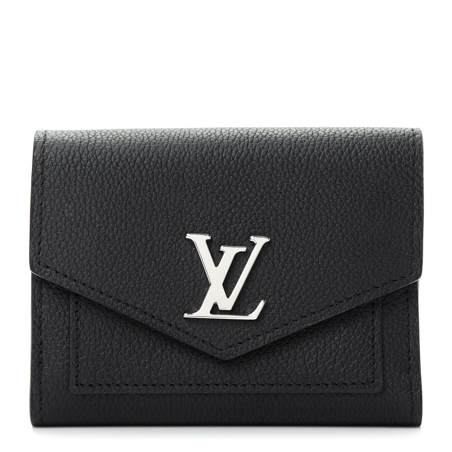 Soft Calfskin My Lockme Compact Wallet Black