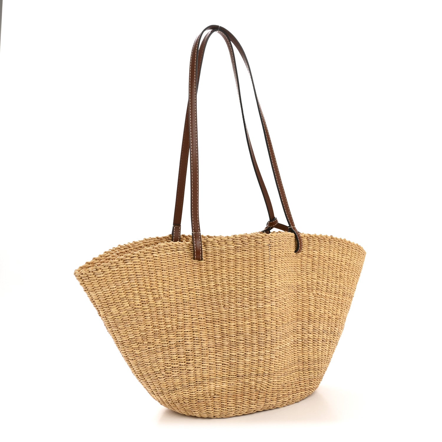 Loewe Calfskin Raffia Paulas Ibiza Small Basket Tote Bag Natural Pecan 3 of 12