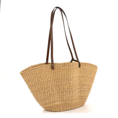 Loewe Calfskin Raffia Paulas Ibiza Small Basket Tote Bag Natural Pecan 3 of 12