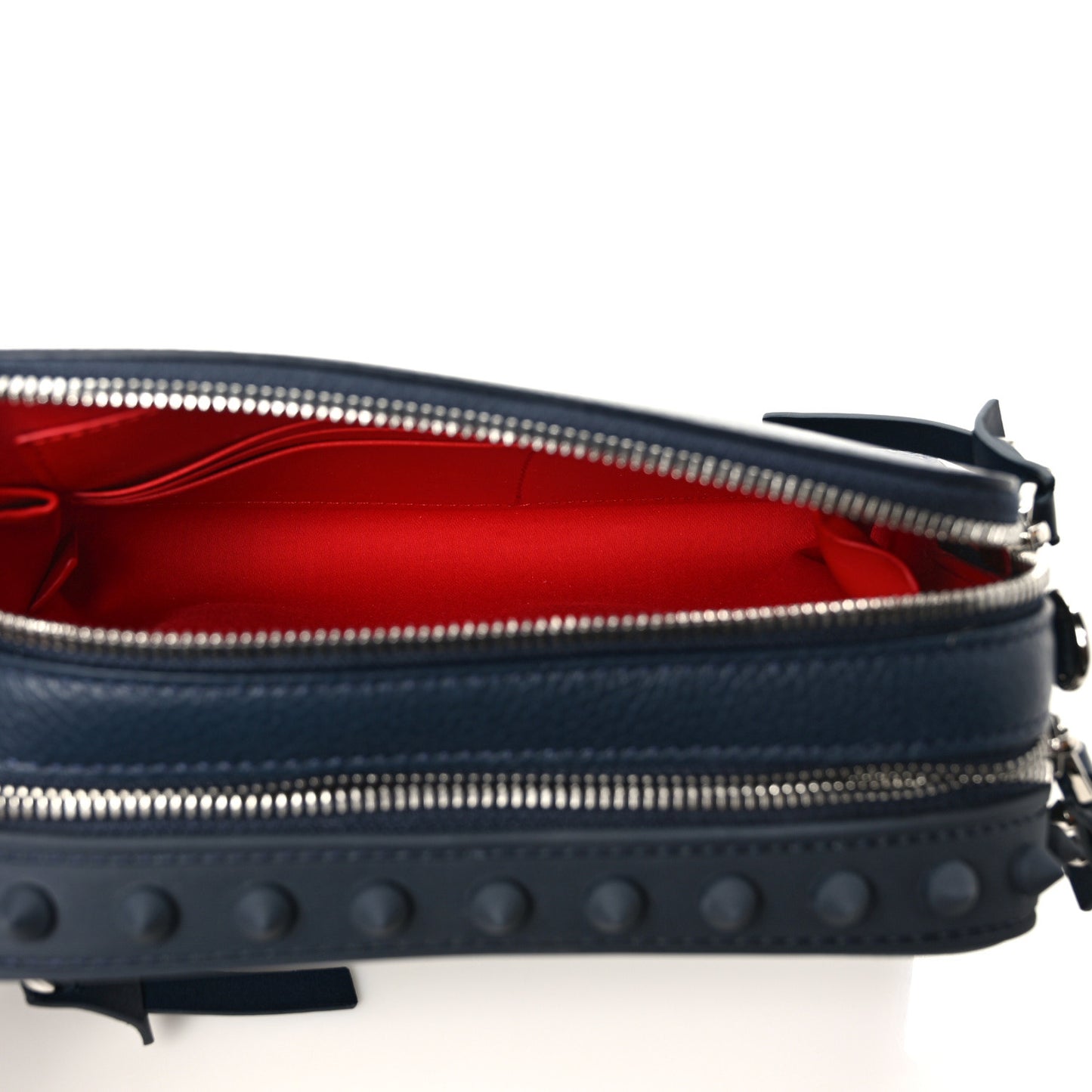 Empire Calfskin Gomme Spikes Loubitown Crossbody Loubi Navy