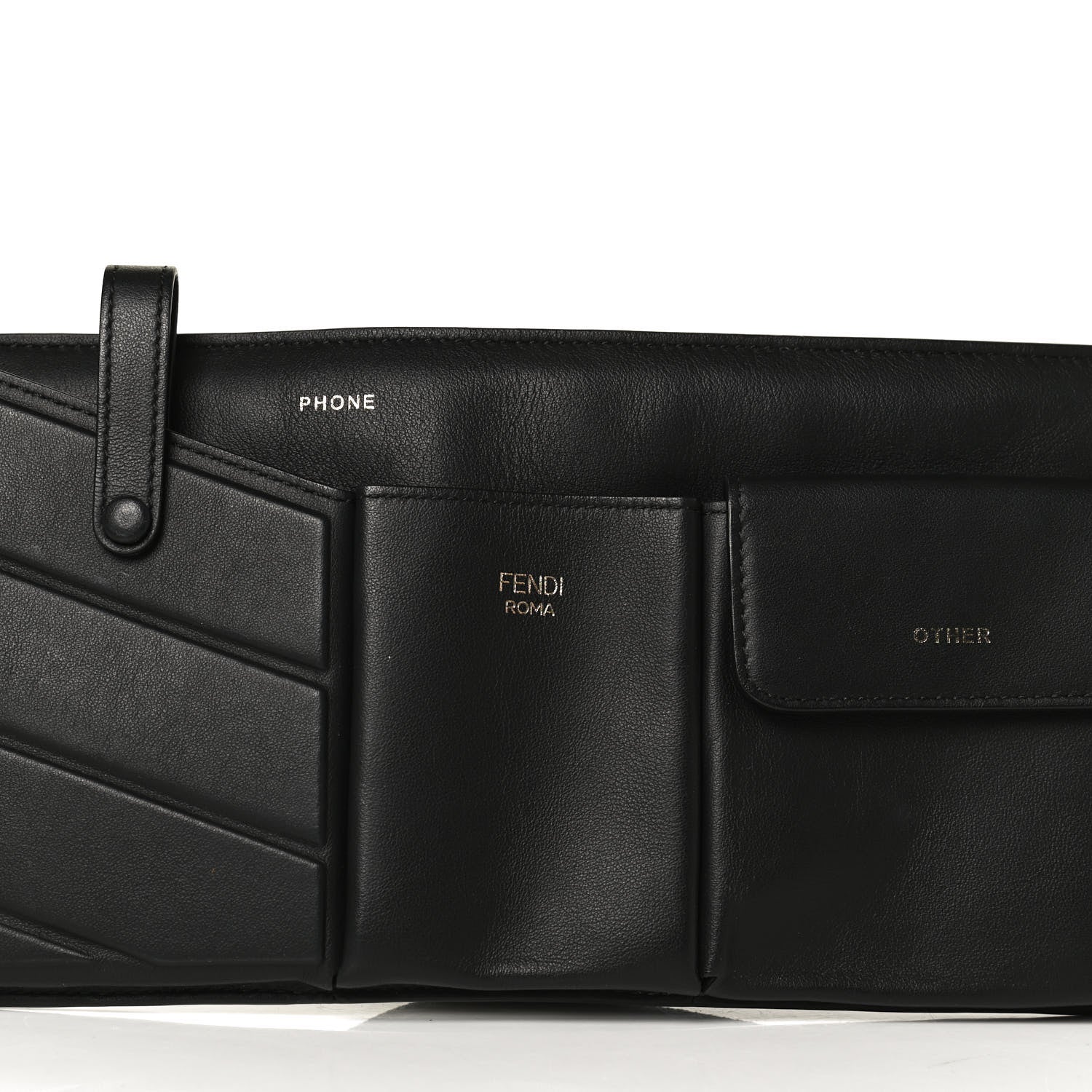 Fendi Vitello Grace Matte 3 Pocket Belt Pouch Black 6 of 10