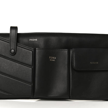 Fendi Vitello Grace Matte 3 Pocket Belt Pouch Black 6 of 10